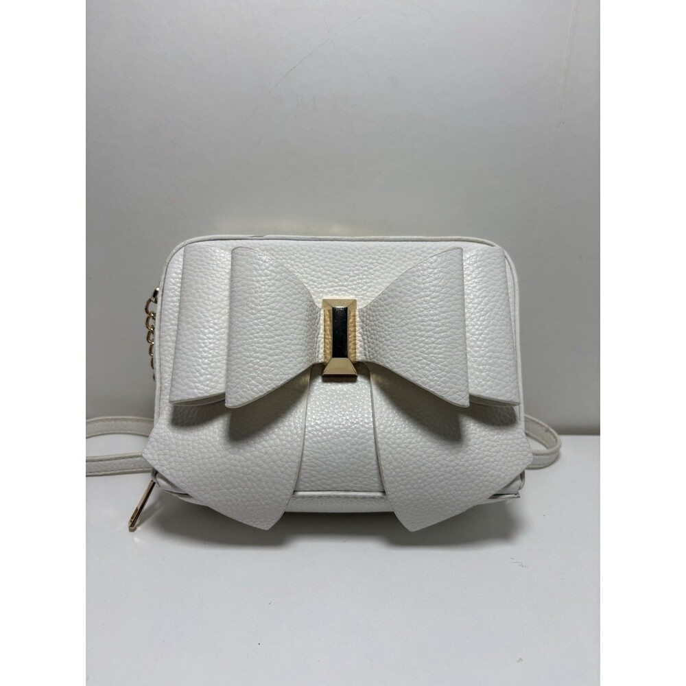 Like Dreams/Grossi Senna Chloe boxy faux-leather bow mini crossbody bag White